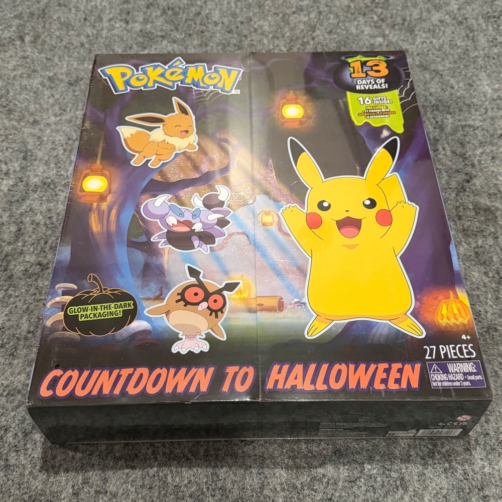 Pokemon Advent Calendar Countdown to Halloween 16 Gifts Glow&Dark Jazwares NEW